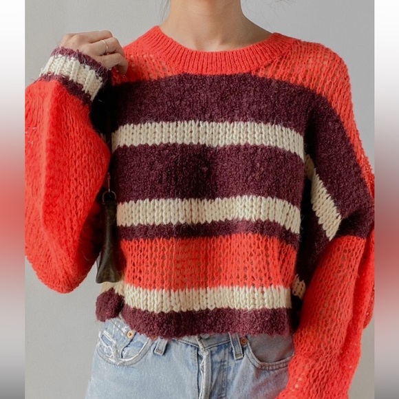 Urban Outfitters Sweaters - Urban Outfitters Kimchi Blue Striped Open Knit Cropped